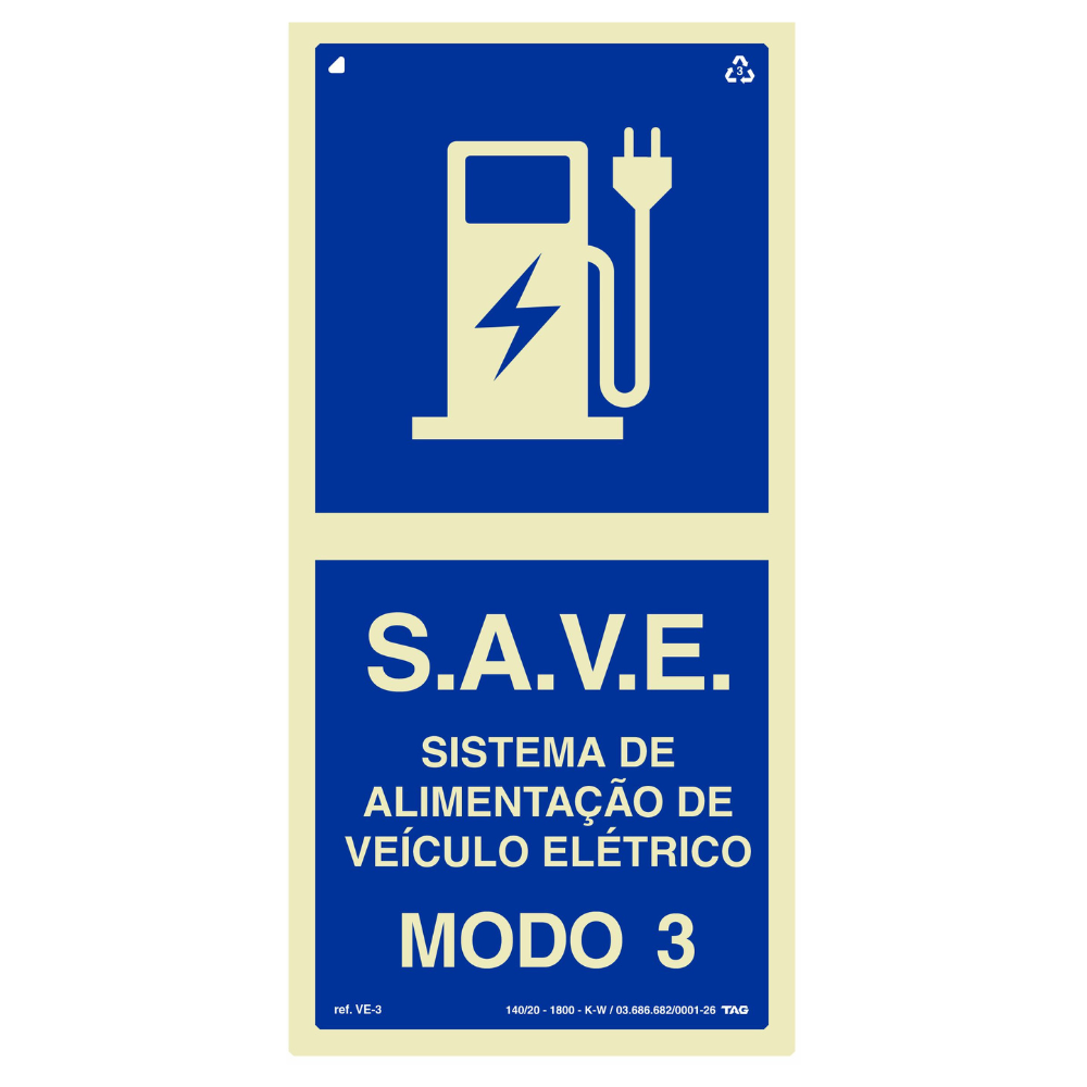 Placa SAVE - Sinalização de estação de recarga