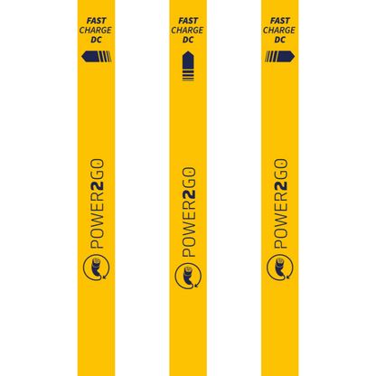 Lote de 3 Placas de sinalização caminho até Estações de Recarga de Carros Elétricos – Modelos AC e DC